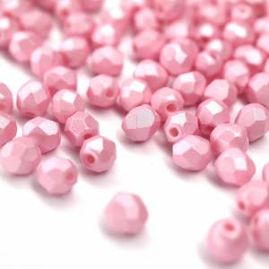 50 Powdery Pastel Pink böhmische Perlen 4mm, tschechische feuerpolierte facettierte Glasperlen DIY Glasschliff 4mm Bild 1