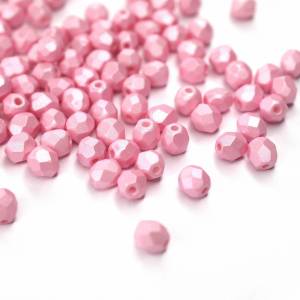 50 Powdery Pastel Pink böhmische Perlen 4mm, tschechische feuerpolierte facettierte Glasperlen DIY Glasschliff 4mm Bild 4