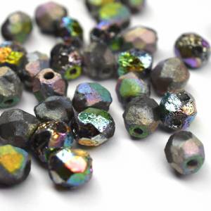 20 Etched Crystal Full Vitrail böhmische Perlen 6mm, tschechische feuerpolierte facettierte Glasperlen DIY Glasschliff Bild 4