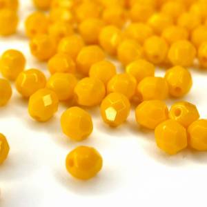 50 Sunflower Yellow böhmische Perlen 4mm, tschechische feuerpolierte facettierte Glasperlen DIY Glasschliff Bild 1