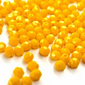 50 Sunflower Yellow böhmische Perlen 4mm, tschechische feuerpolierte facettierte Glasperlen DIY Glasschliff Bild 2