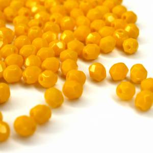 50 Sunflower Yellow böhmische Perlen 4mm, tschechische feuerpolierte facettierte Glasperlen DIY Glasschliff Bild 3