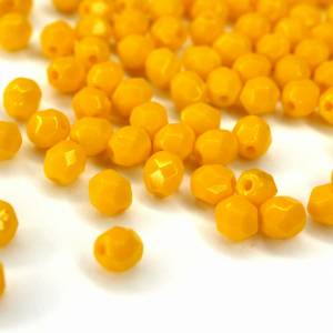 50 Sunflower Yellow böhmische Perlen 4mm, tschechische feuerpolierte facettierte Glasperlen DIY Glasschliff Bild 4