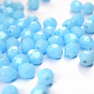 20 Opaque Sky Blue böhmische Perlen 6mm, tschechische feuerpolierte facettierte Glasperlen DIY Glasschliff Bild 1