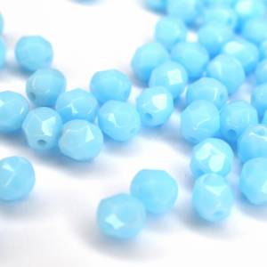 20 Opaque Sky Blue böhmische Perlen 6mm, tschechische feuerpolierte facettierte Glasperlen DIY Glasschliff Bild 2