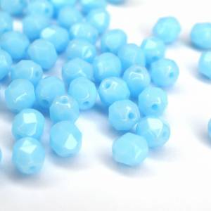 20 Opaque Sky Blue böhmische Perlen 6mm, tschechische feuerpolierte facettierte Glasperlen DIY Glasschliff Bild 3