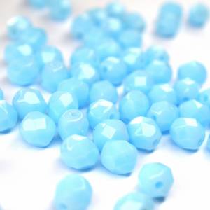 20 Opaque Sky Blue böhmische Perlen 6mm, tschechische feuerpolierte facettierte Glasperlen DIY Glasschliff Bild 4