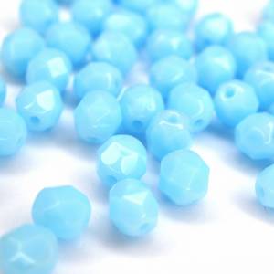 20 Opaque Sky Blue böhmische Perlen 6mm, tschechische feuerpolierte facettierte Glasperlen DIY Glasschliff Bild 5