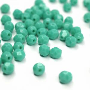 50   Opaque Turquoise böhmische Perlen 4mm, tschechische feuerpolierte facettierte Glasperlen DIY Glasschliff Bild 1
