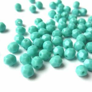 50   Opaque Turquoise böhmische Perlen 4mm, tschechische feuerpolierte facettierte Glasperlen DIY Glasschliff Bild 2