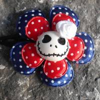 Skull  Blume Stoff polka dots Totenkopf ,Haarspange , Punkte, Bild 3
