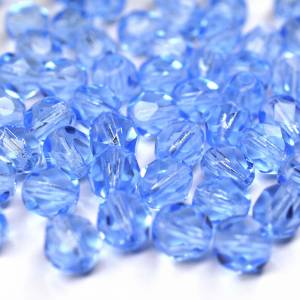 20 Light Sapphire böhmische Perlen 6mm, tschechische feuerpolierte facettierte Glasperlen DIY Glasschliff Bild 4