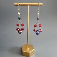 Schwebende geflochtene Ohrringe aus Roten & Schwarzen Facetten Perlen/ Handgemachte Unikate mit Facetten Perlen Bild 1