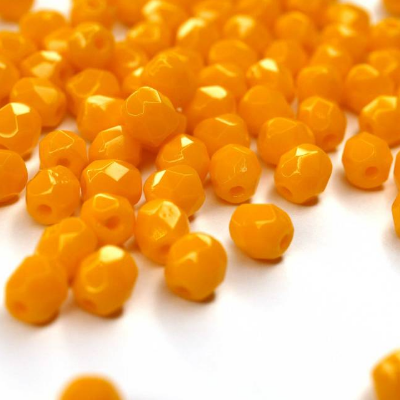 50 Opaque Orange böhmische Perlen 4mm, tschechische feuerpolierte facettierte Glasperlen DIY Glasschliff
