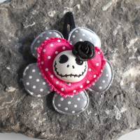 Skull  Blume Stoff polka dots Totenkopf ,Haarspange , Punkte, Herz Bild 1
