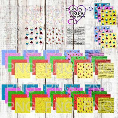 Großes Digipapierset "Partytime", PNG