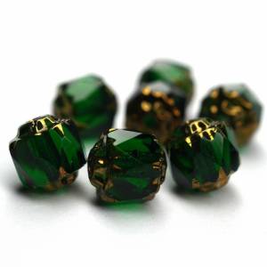 10 Green Emerald Bronze Barock Böhmische Perlen 6mm, tschechische feuerpolierte facettierte Glasperlen DIY Glasschliff Bild 1