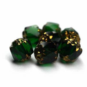 10 Green Emerald Bronze Barock Böhmische Perlen 6mm, tschechische feuerpolierte facettierte Glasperlen DIY Glasschliff Bild 2