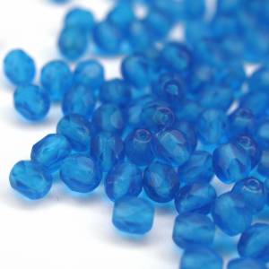 50 Matte Capri Blue böhmische Perlen 4mm, tschechische feuerpolierte facettierte Glasperlen DIY Glasschliff Bild 1