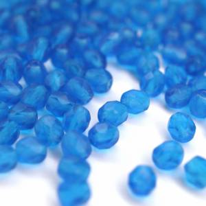 50 Matte Capri Blue böhmische Perlen 4mm, tschechische feuerpolierte facettierte Glasperlen DIY Glasschliff Bild 2
