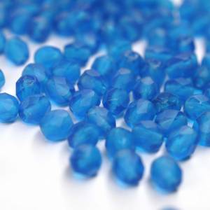 50 Matte Capri Blue böhmische Perlen 4mm, tschechische feuerpolierte facettierte Glasperlen DIY Glasschliff Bild 3