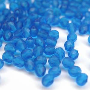 50 Matte Capri Blue böhmische Perlen 4mm, tschechische feuerpolierte facettierte Glasperlen DIY Glasschliff Bild 4