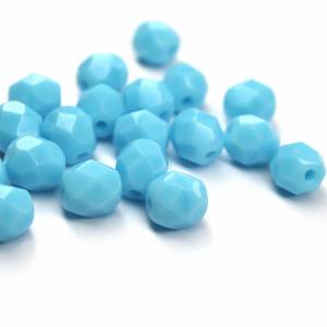 20 Sky Blue Coral böhmische Perlen 6mm, tschechische feuerpolierte facettierte Glasperlen DIY Glasschliff Bild 1