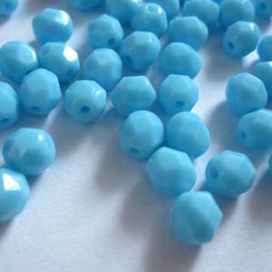 20 Sky Blue Coral böhmische Perlen 6mm, tschechische feuerpolierte facettierte Glasperlen DIY Glasschliff Bild 2