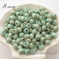 40 Holzperlen 8 mm Perlen Farbe Hell Mint (gefärbt) Bild 1