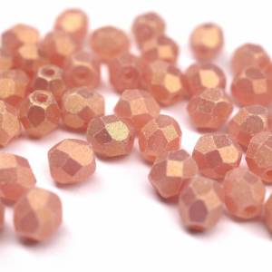 50   Sueded Gold Milky Pink böhmische Perlen 4mm, tschechische feuerpolierte facettierte Glasperlen DIY Glasschliff 4mm Bild 1