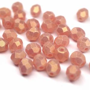 50   Sueded Gold Milky Pink böhmische Perlen 4mm, tschechische feuerpolierte facettierte Glasperlen DIY Glasschliff 4mm Bild 2