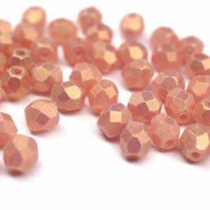 50   Sueded Gold Milky Pink böhmische Perlen 4mm, tschechische feuerpolierte facettierte Glasperlen DIY Glasschliff 4mm Bild 5