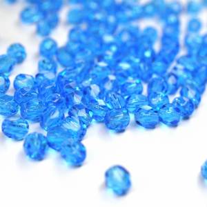 50 Dark Capri Blue böhmische Perlen 4mm, tschechische feuerpolierte facettierte Glasperlen DIY Glasschliff Bild 1