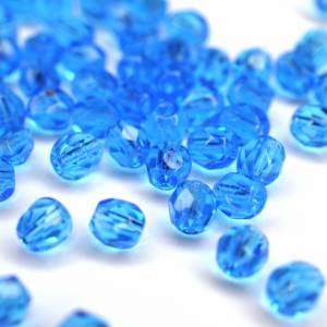 50 Dark Capri Blue böhmische Perlen 4mm, tschechische feuerpolierte facettierte Glasperlen DIY Glasschliff Bild 4