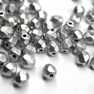 50   Matte Metallic Silver böhmische Perlen 4mm, tschechische feuerpolierte facettierte Glasperlen DIY Glasschliff 4mm Bild 4