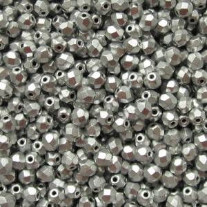 50   Matte Metallic Silver böhmische Perlen 4mm, tschechische feuerpolierte facettierte Glasperlen DIY Glasschliff 4mm Bild 5