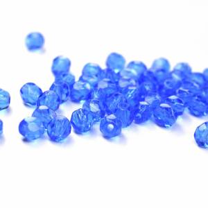 50 Sapphire böhmische Perlen 4mm, tschechische feuerpolierte facettierte Glasperlen DIY Glasschliff Bild 1