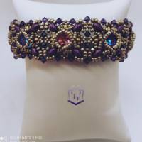 Edles Armband, handgefertigt mit Austrian Crystal, Miyuki und tschechischen Perlen in Aubergine Bild 5