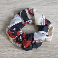 Scrunchie / Haargummi  genäht jersey rot-schwarz-beige Bild 1