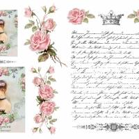 Reispapier - Motiv Strohseide - A4 - Decoupage - Vintage - Shabby - Woman - Frau - 19234 Bild 1