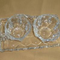 Milch und Zuckerset  3 teilig Tablett Kristallglas geschliffen 50er 60er vintage Bild 2