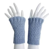 Pulswärmer 100 % Merino-Wolle handgestrickt hellblau oder Wunschfarbe - Damen - Einheitsgröße - Modell 6 Bild 3