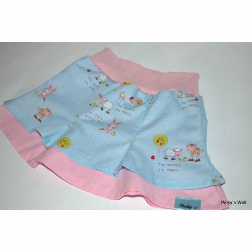 Rock Gr. 86 92 Zwei-Lagen-Rock, Baumwollrock, Rosa Blau Röckchen