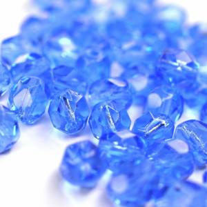 20 Sapphire böhmische Perlen 6mm, tschechische feuerpolierte facettierte Glasperlen DIY Glasschliff Bild 1