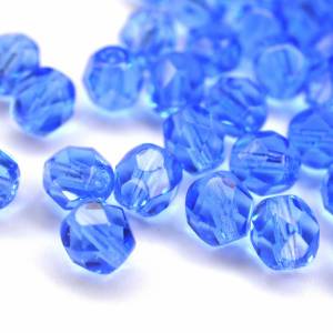 20 Sapphire böhmische Perlen 6mm, tschechische feuerpolierte facettierte Glasperlen DIY Glasschliff Bild 2