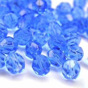 20 Sapphire böhmische Perlen 6mm, tschechische feuerpolierte facettierte Glasperlen DIY Glasschliff Bild 4