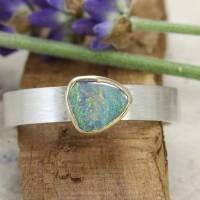 Schmaler Ring aus Silber 925/- mit dreieckigem Opal Bild 1