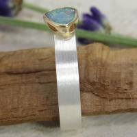 Schmaler Ring aus Silber 925/- mit dreieckigem Opal Bild 7