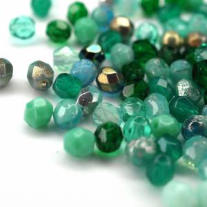 50 Mix Mint Aqua Turquoise böhmische Perlen 4mm, tschechische feuerpolierte facettierte Glasperlen DIY Glasschliff 4mm Bild 4