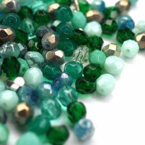 50 Mix Mint Aqua Turquoise böhmische Perlen 4mm, tschechische feuerpolierte facettierte Glasperlen DIY Glasschliff 4mm Bild 5